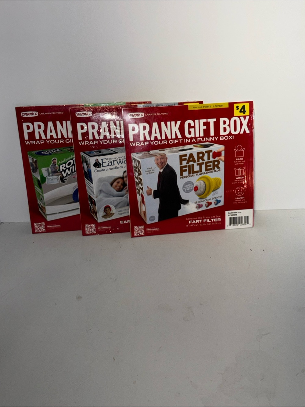 Prank Gift Box - Red Fart Filter Novelty Packaging/Bundle of 3